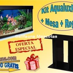 KIT ACUARIO de 100 litros AQUALUXPRO + MESA + DOBLE REGALO. - Imagen 2